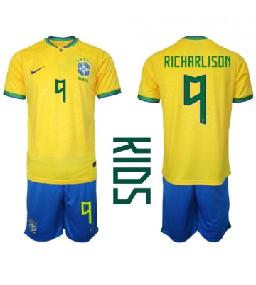 Brazylia Richarlison #9 Koszulka Podstawowych Dziecięca MŚ 2022 Krótki Rękaw (+ Krótkie spodenki)